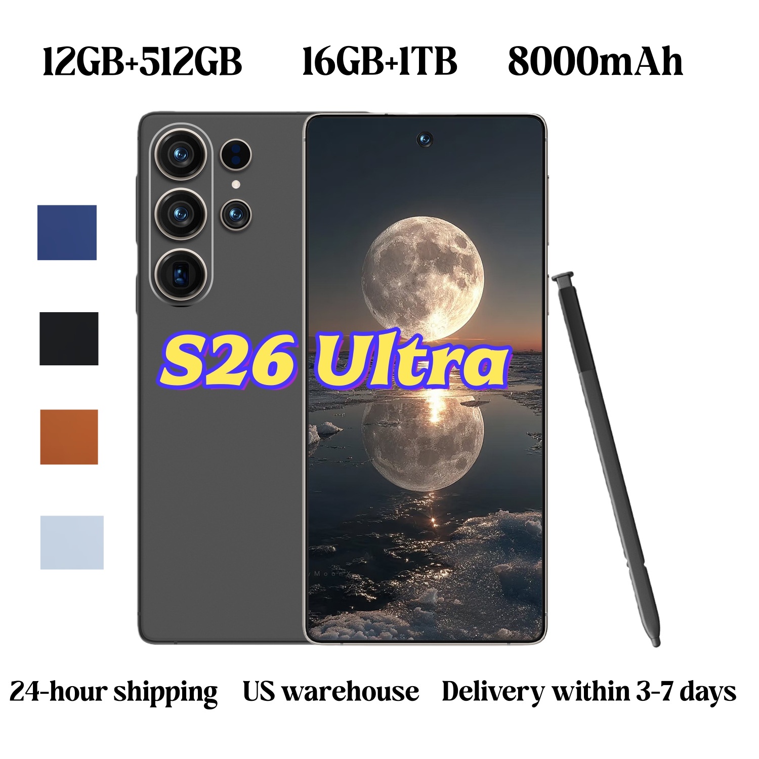 S26 S25 Ultra 5G phone cell phone 12GB+512 Smartphone android phone Octa Core Punch-hole Full touch screen Face ID Unlocked mobile phone Camera GPS