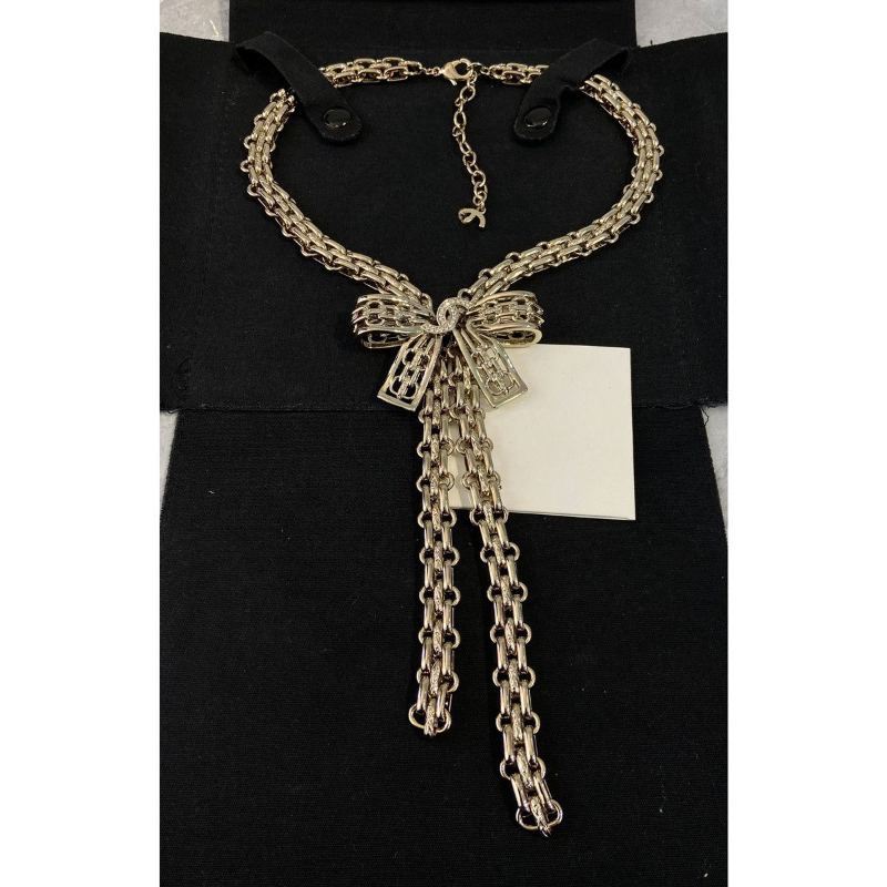 2025 summer luxury bowknot heart designer necklace earrings womens crystal earrings 18k gold letters necklaces brooch ear rings jewelry CC with original box