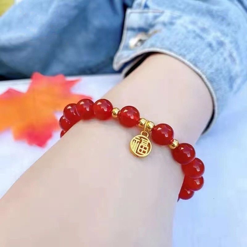 Fupai Peach Beaded Bracelet for Women, Niche Design, High-End Luxury Bracelet Jewelry