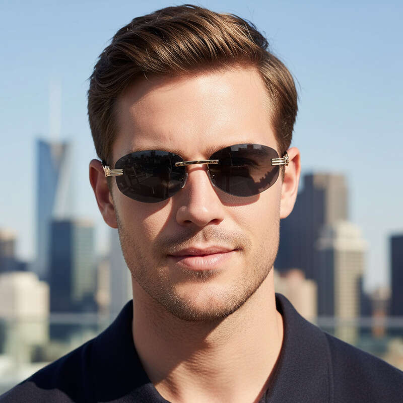 Sunglasses designer sun glasses Fashion New Frameless Irregular Leopard Personality High-end Versatile Trendy Men's Glasses