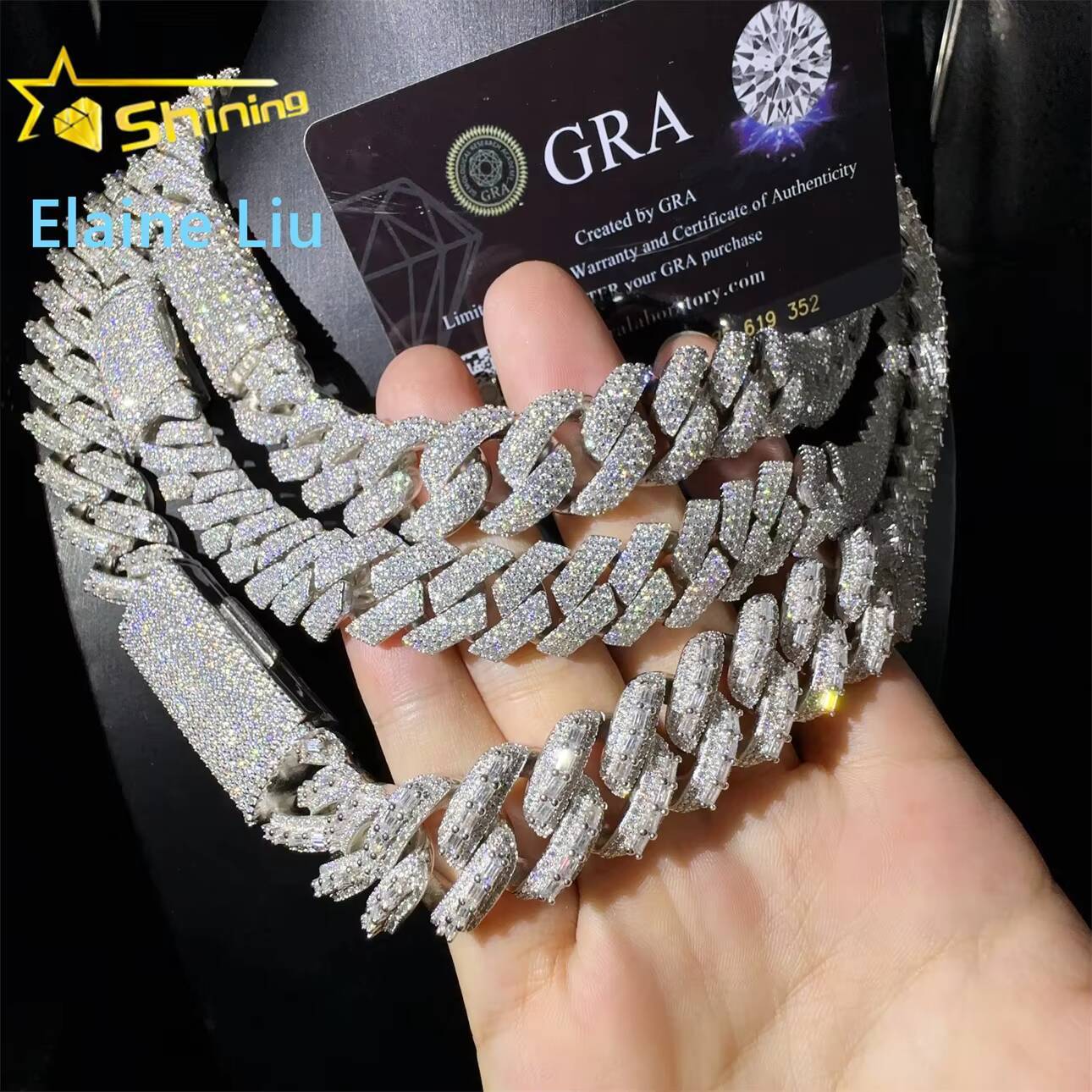 15mm 16mm 20mm Sterling Silver 925 VVS Moissanite Diamond Hip Hop Jewelry Iced Out Miami Cuban Link Chain Necklace