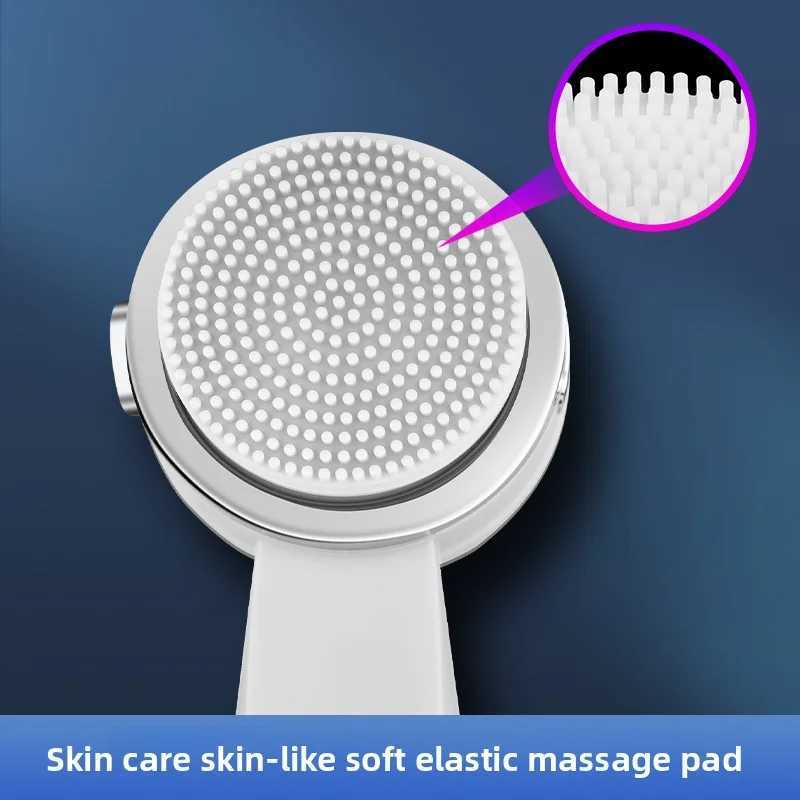 Kids 2-Mode Shower Head - Silicone Massage Brush Built-in Shower Gel Dispenser Soft Water Flow for Toddlers C251220