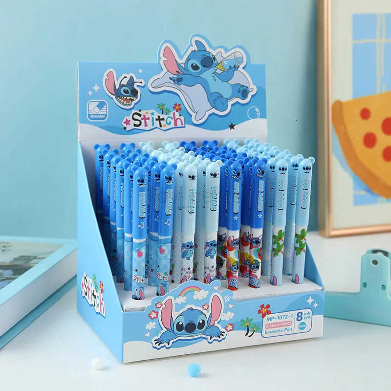Disney 48pcs Stitch Gel Pen Suit 05mm Erasable Blue Cartoon High Value Cute Students Learn Stationery Refill Office Supplies H251220