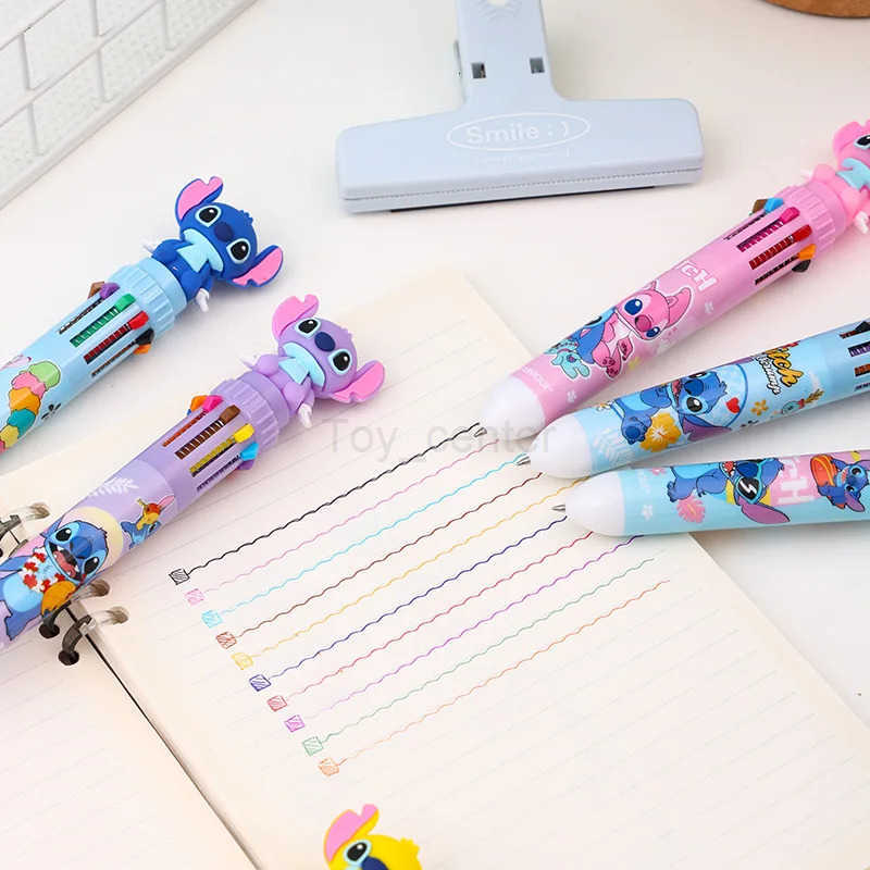 Disney 6/36pcs Cartoon Stitch 10 Colors Ballpoint Pen Cute Press Ball Pens School Office Writing Supplies Stationery Gift H251220