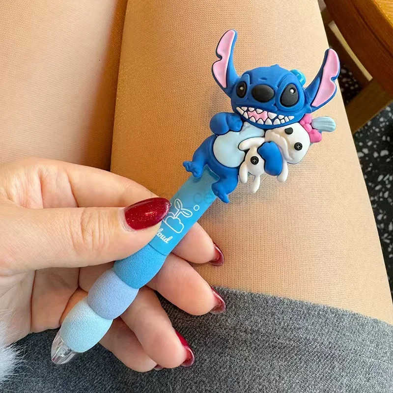 Disney Stitch 12pcs Ballpoint Pen Cartoon Set 05mm Black Variety Of Cute And Funny Doll Shape Press Study Office Stationery H251220