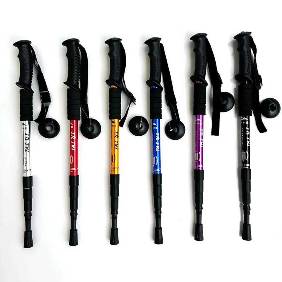 Adjustable Aluminum Alloy Hiking Poles 52-110cm for Outdoor Camping Mountain Climbing Travel with Straight/T Handle Options G251220