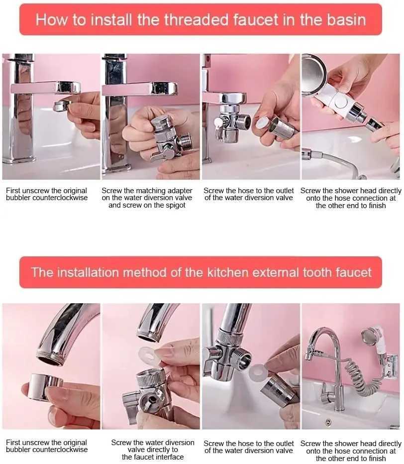 3 Mode Bidet Faucet External Shower Head Bathroom Kitchen Basin Tap Adapter Splitter Set Water Diversion Shower for Beauty Salon C251220