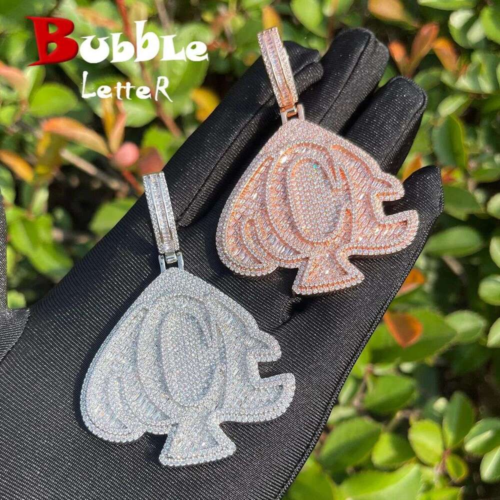 Fashionable and unique moissanite pendant VVS ACE Pendant Necklace Men's Copper Inlaid Zircon Hip-Hop Trendy Jewelry