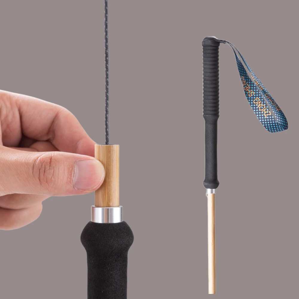 2023 New Arrival Hiking Pole Ultralight Trekking Poles High Strength Carbon Fiber Natural Bamboo Skin Trekking Pole Outdoor G251220