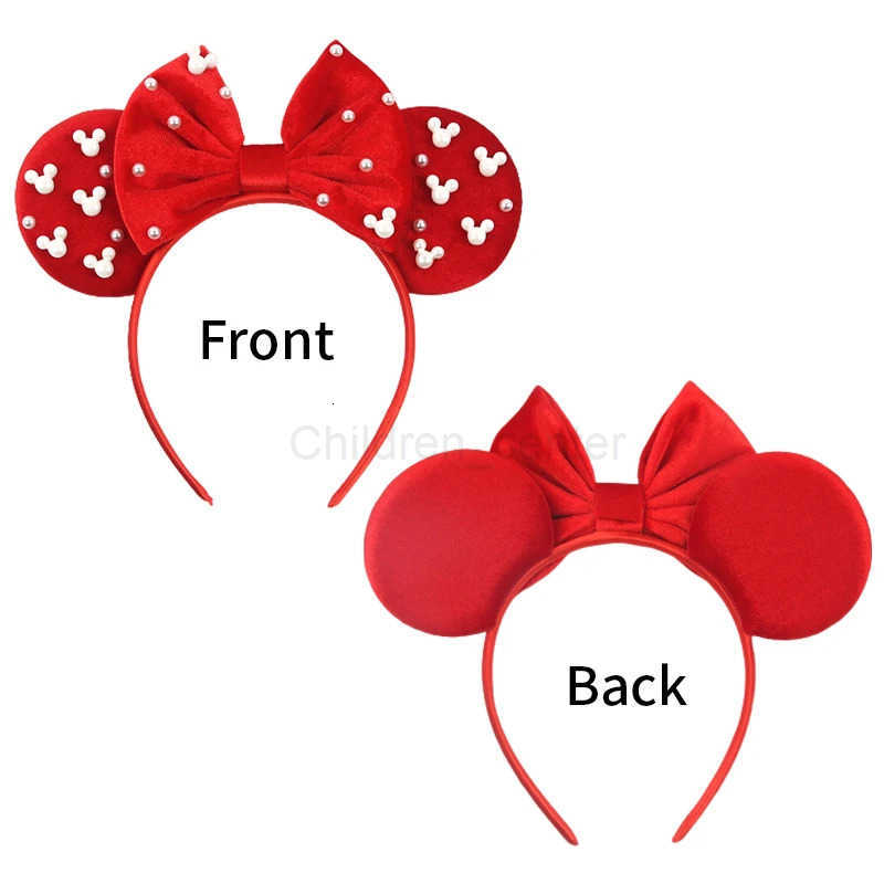 Disney Mickey Girl 33 Velvet Ear Headband For Girls Soft Butterfly Knot Headband Halloween Party Christmas Hair Accessories H251220