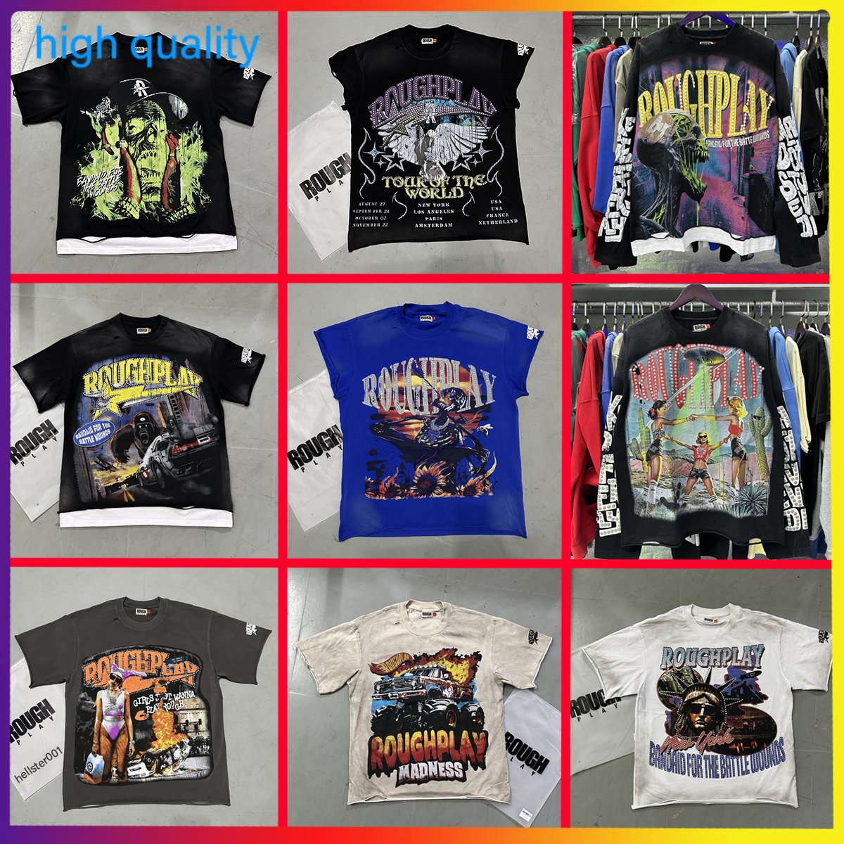 Men's Hoodies Rough Play designer hoodie Long Sleeve T Shirt Men Woman Quality Vintage Washed Damaged Streetwear RoughPlay Top Tees US/S-XL