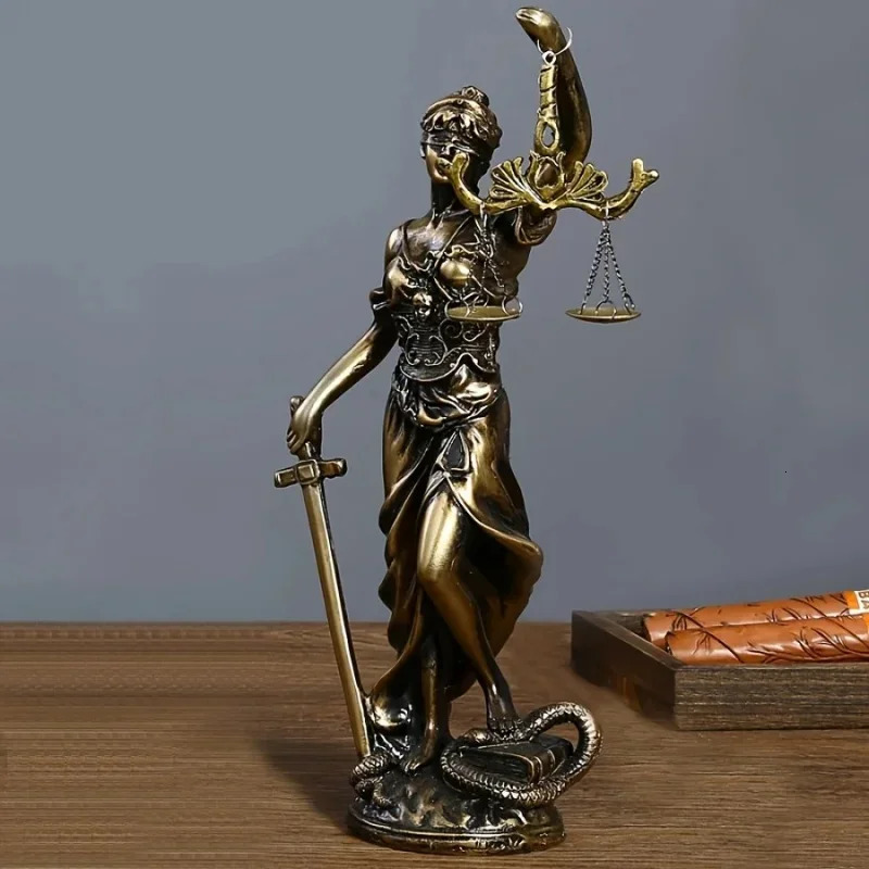 95X5X19cm Creative Retro Round bottom Justice Goddess Statue Lawyer Office Ornament Gifts Home Living room Sculpture Desk Decor 251215