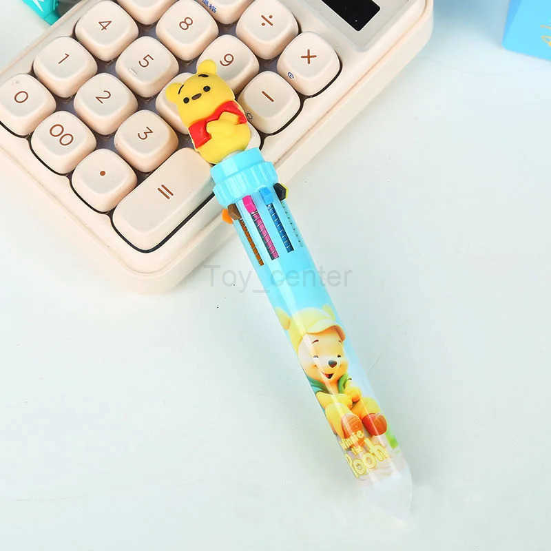 Disney 6/36pcs Mickey Family 10 Colors Ballpoint Multi Color Press Pen Cute Cartoon Gel Pen Student Supplies Stationery Wholesal H2512201