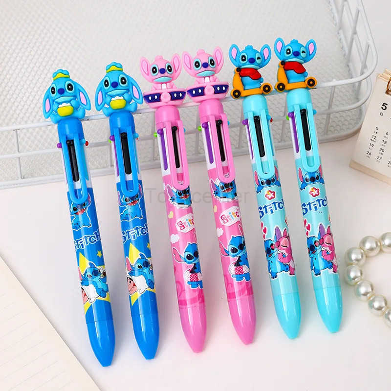Disney Stitch 36pcs Ballpoint Pen Cartoon 6 Color Hand-Held Press Marker 07mm Student Graffiti School Children Stationery Gift H251220