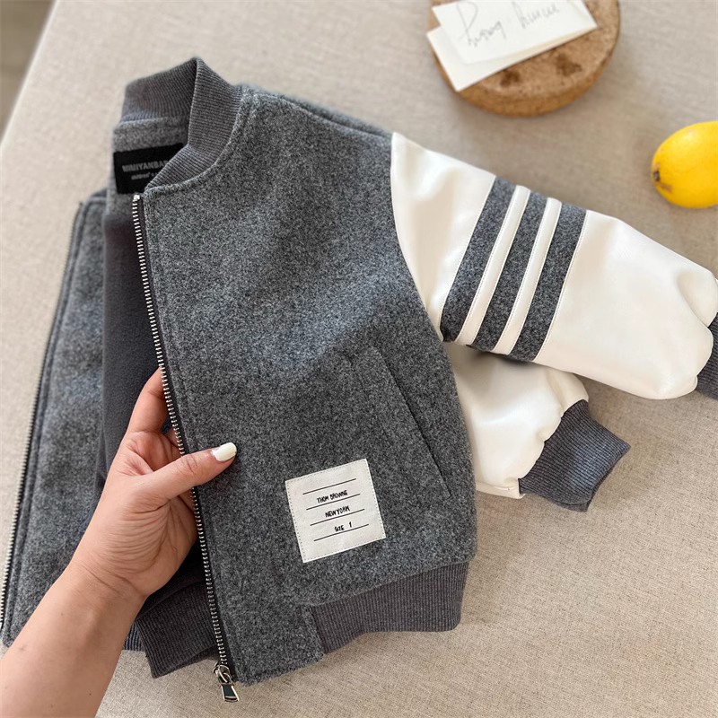 Designer Kids Clothing 2026 Kids Color Block Jacket Korean Style Loose Fit Spring Autumn Casual Coat