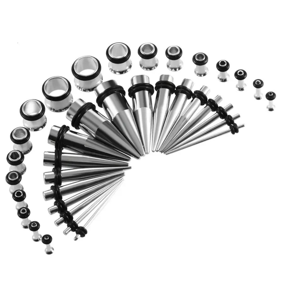 36pcs/lot Steel Ear Taper Expander Single Flared Ear Tunnel Plugs Kit 14G-00G Ear Stretcher Gauges Set Piercing Jewelry 251212