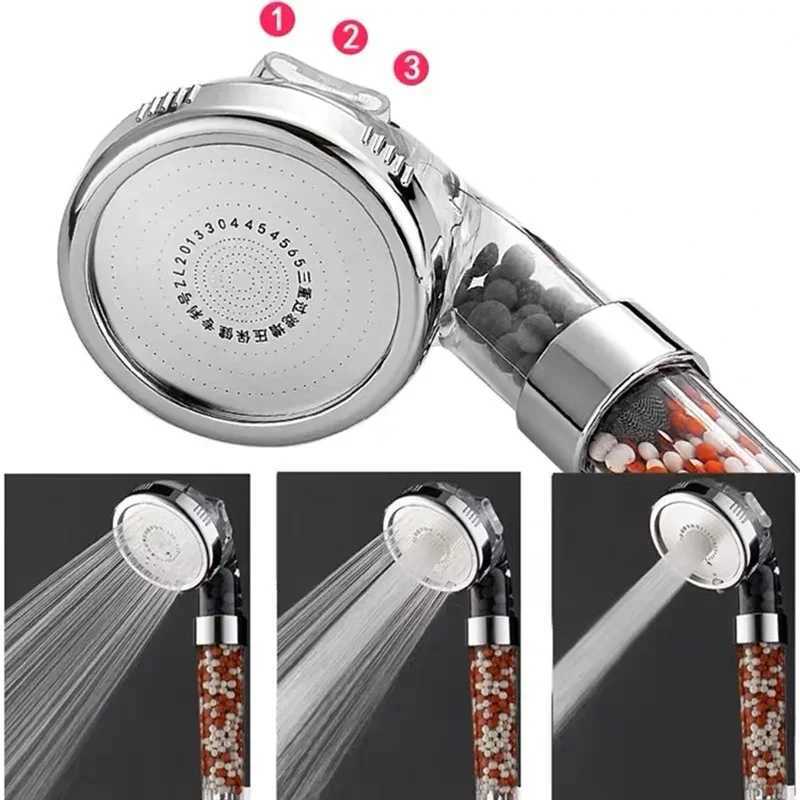 Functions High Pressure SPA Shower Head Water Saving Handheld Rainfall Bathroom Accessory Anion Filter Shower for Bathroom Decor C251220