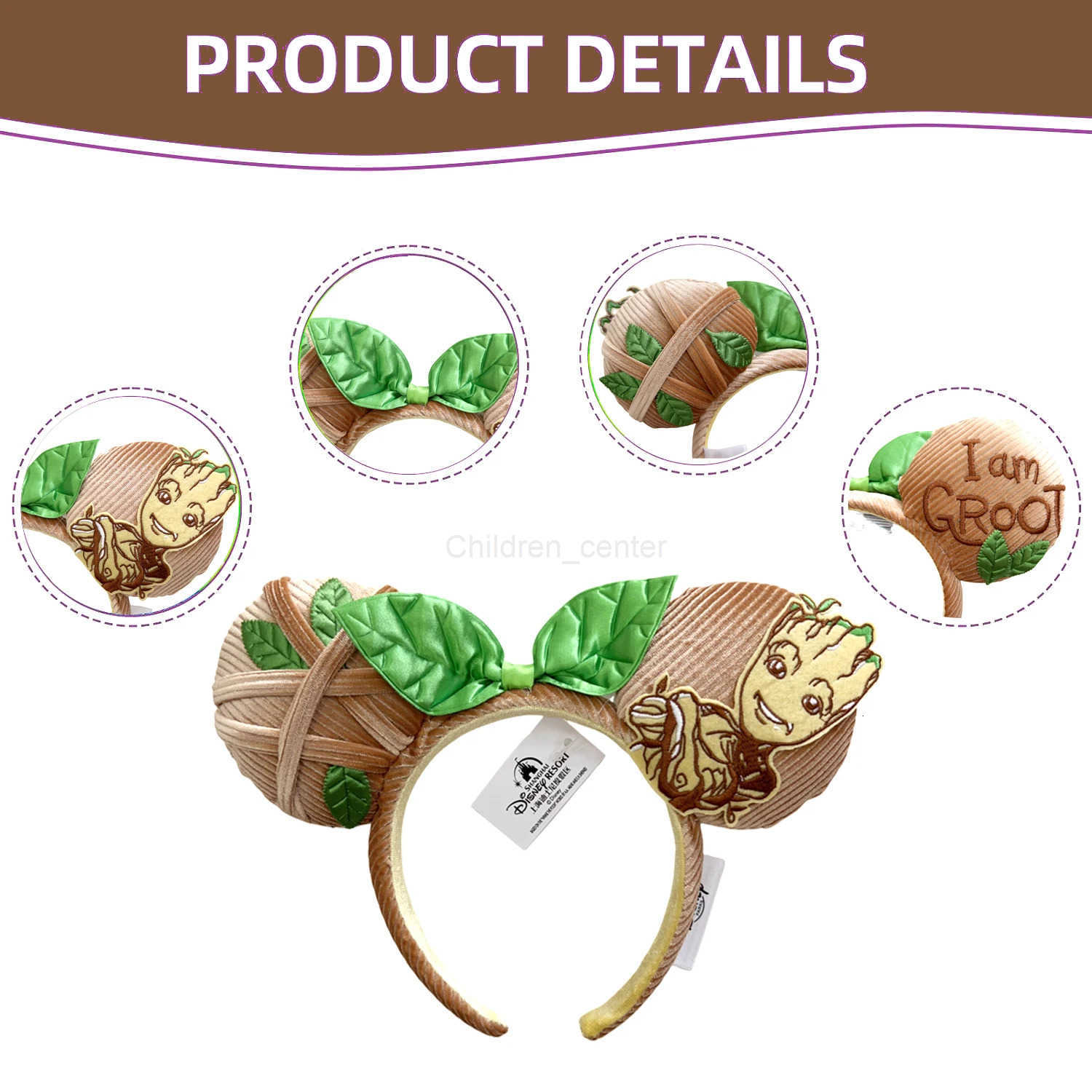 Disney 2025 Minnie Mouse Ear Headband Disneyland Orange bird Mickey Headwrap Adult/Kid Plush Cosplay dryads Bow Hair Accessory H251220