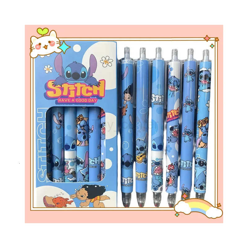 Disney 6pcs cartoon Lilo Stitch ballpoint pens writing tools stationery office supplies holiday gifts suitable for gifting H251220