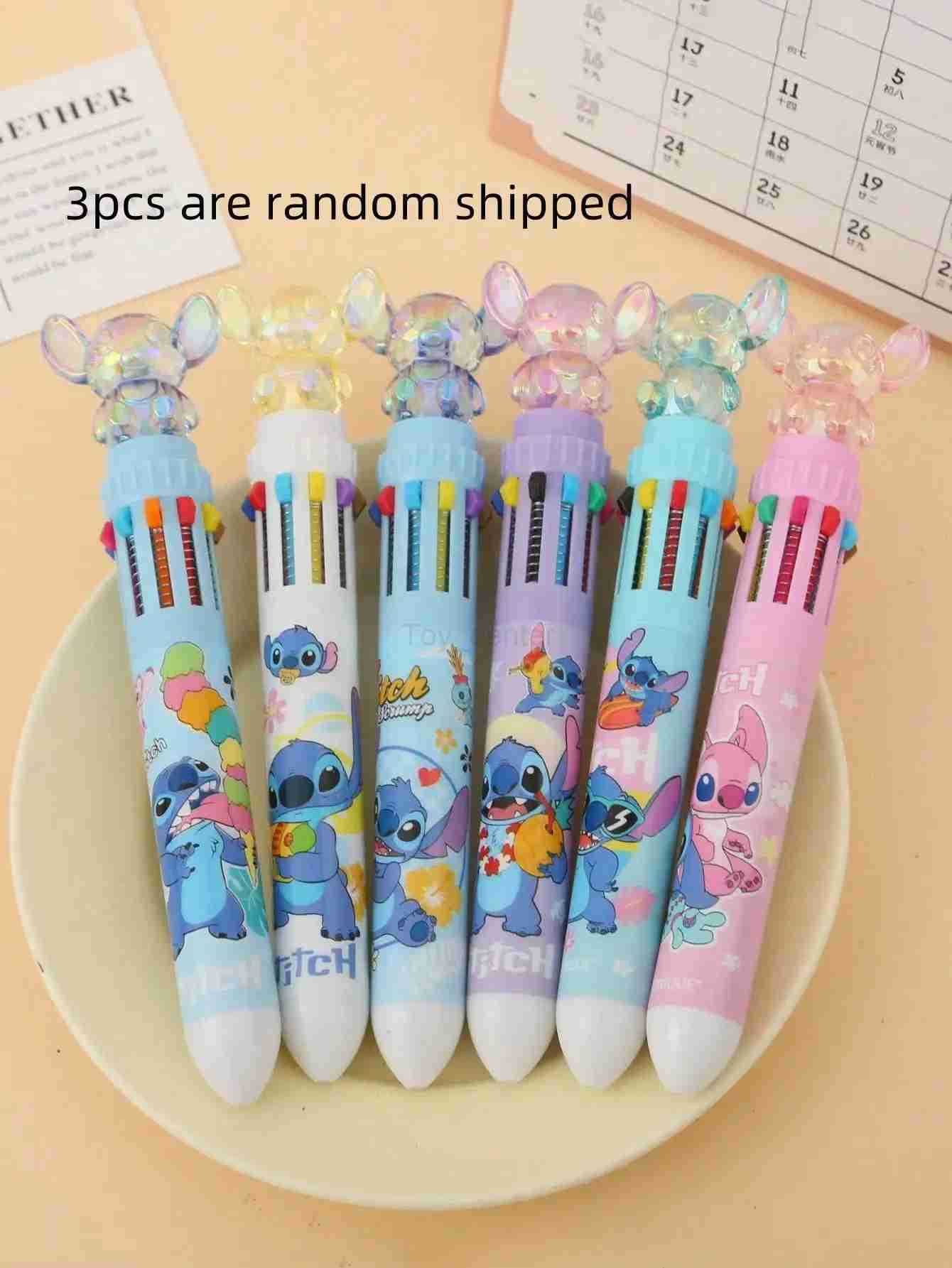Disney 1/2/3pcs Stitch random style Press Ten Color Ballpoint Pen CartoonPen Stationery prefect for Christmas gift H251220