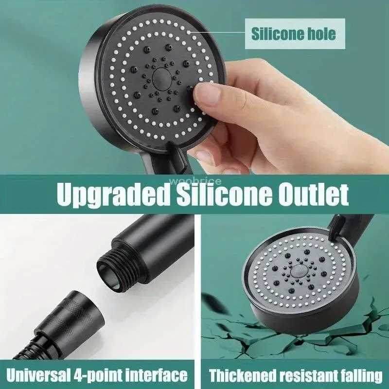 High-pressure Shower Head Set 5 Modes of Adjustment Showerhead with Hose Water-saving One-touch Stop Bathroom Accessories C251220