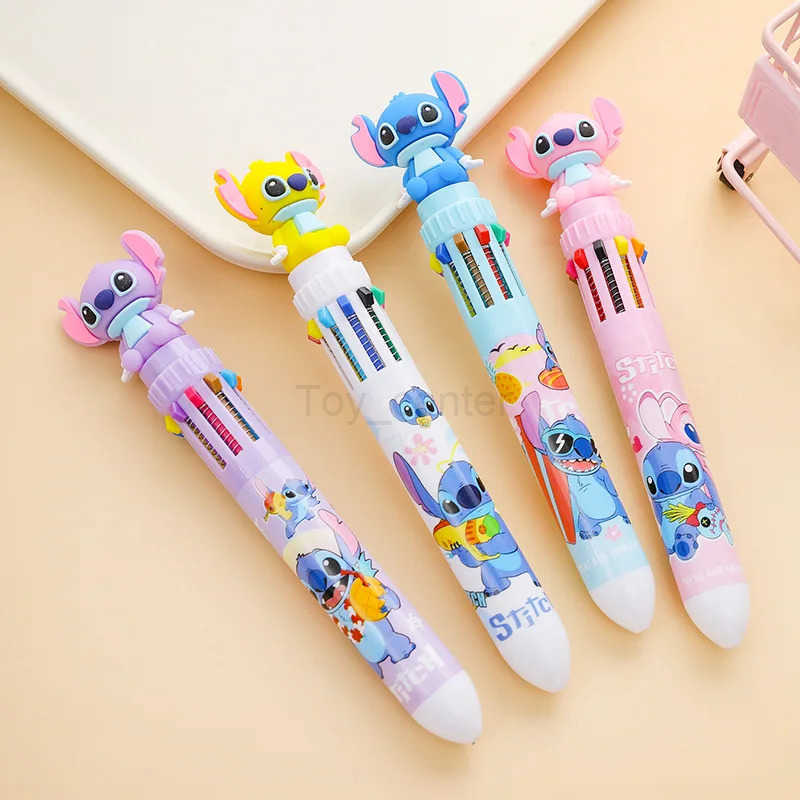 Disney Random 2pcs Cartoon Stitch Doll 10 Colors Ballpoint Pen Lilo Stitch Cute Gel Pen Student Supplies Stationery Wholesale H251220