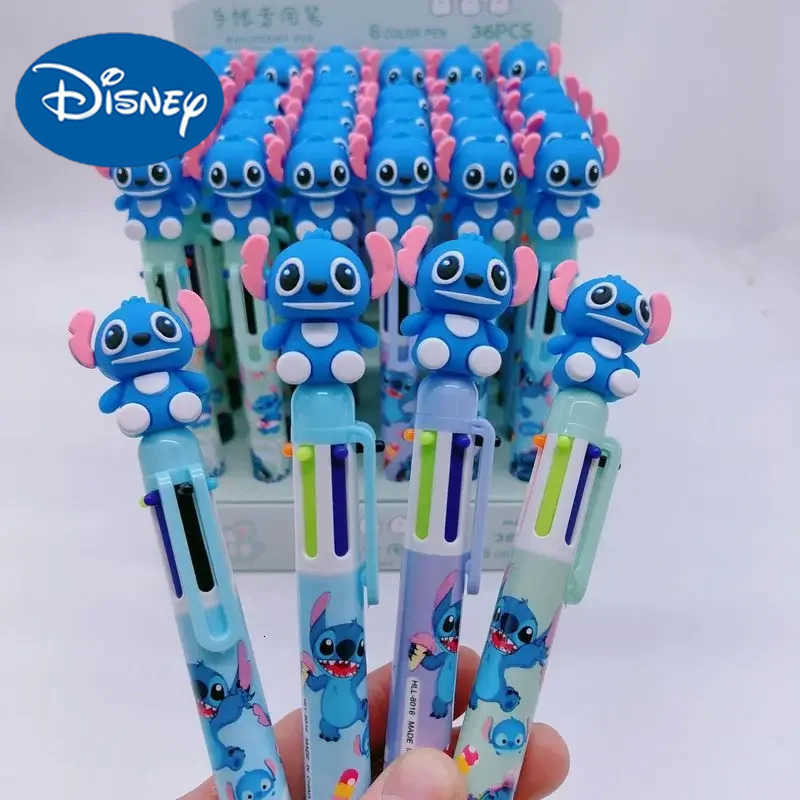 Disney 36pcs ballpoint pen animation cartoon stitch Lilo 6 color marker 05mm kids painting promotional pen stationery gifts H251220