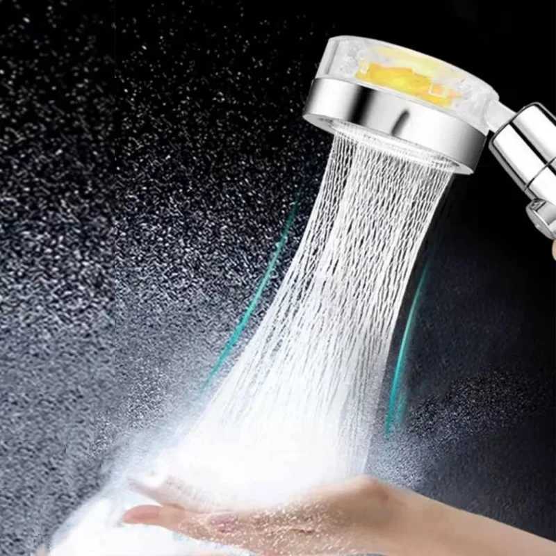 New High Pressure Shower Head Twin Turbocharged Shower Head Handheld Turbo Fan Propeller Shower One-key Stop Massage Showerhead C251220