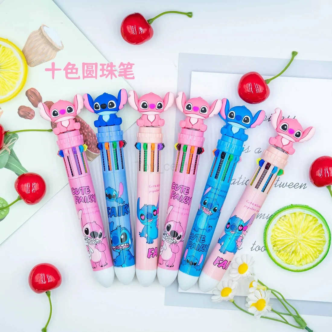 Disney 6/12/36 Pcs Cartoon Stitch Doll 10 Colors Ballpoint Pen Student Supplies Stationery Wholesale H251220