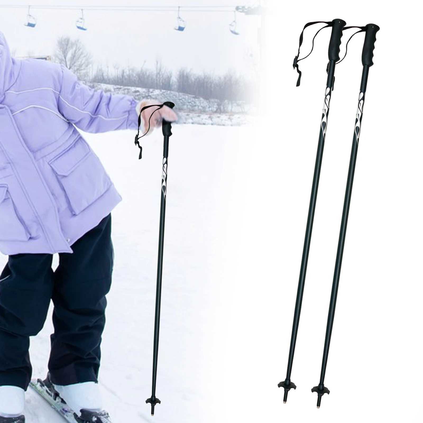 2 Pieces Ski Poles Trekking Canes Aluminum Alloy Skiing Sticks Climbing Canes for Hiking Winter Sports Backpacking G251220