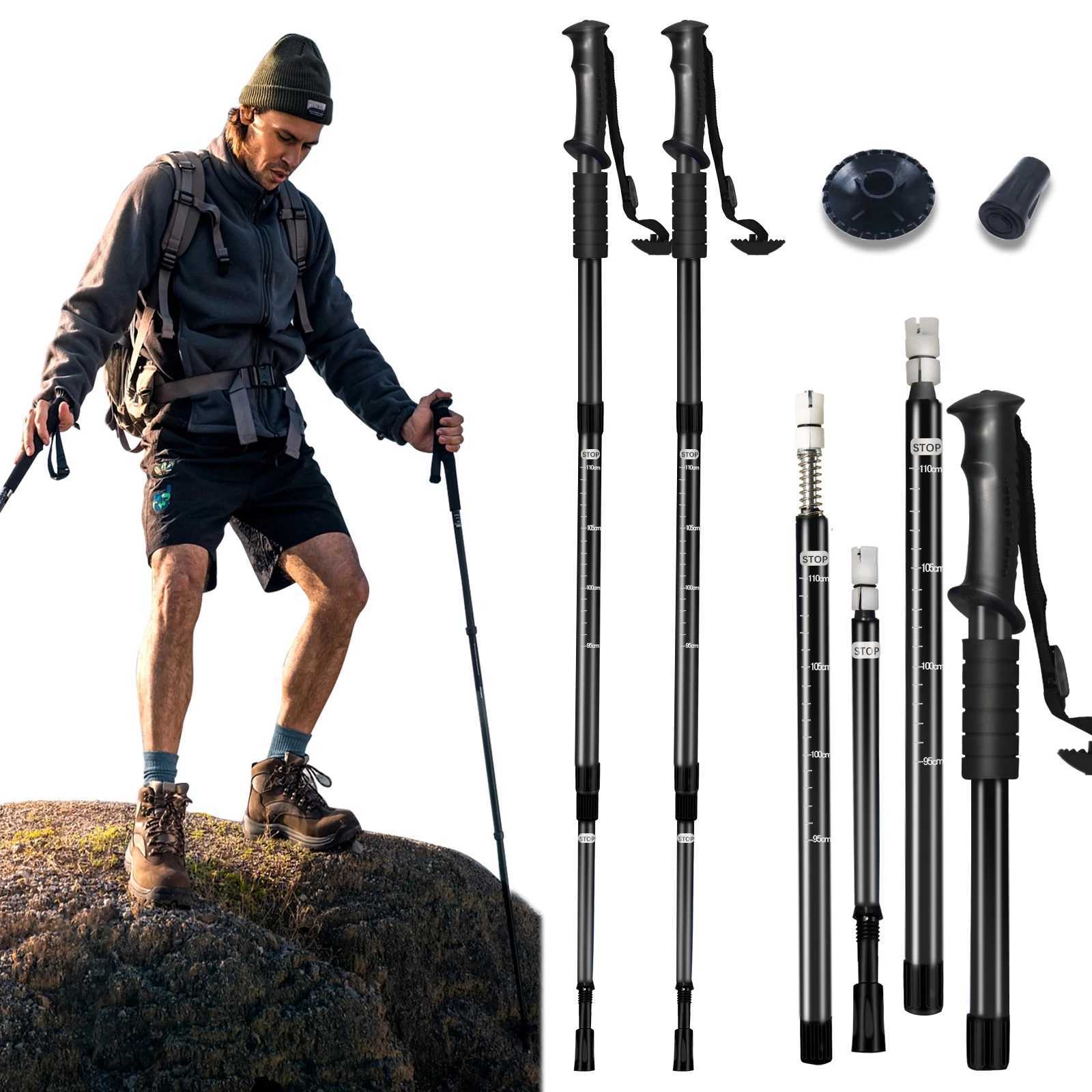 Retractable hiking poles and adjustable lightweight aluminum hiking sticks are designed for men and women as outdoor camping and G251220