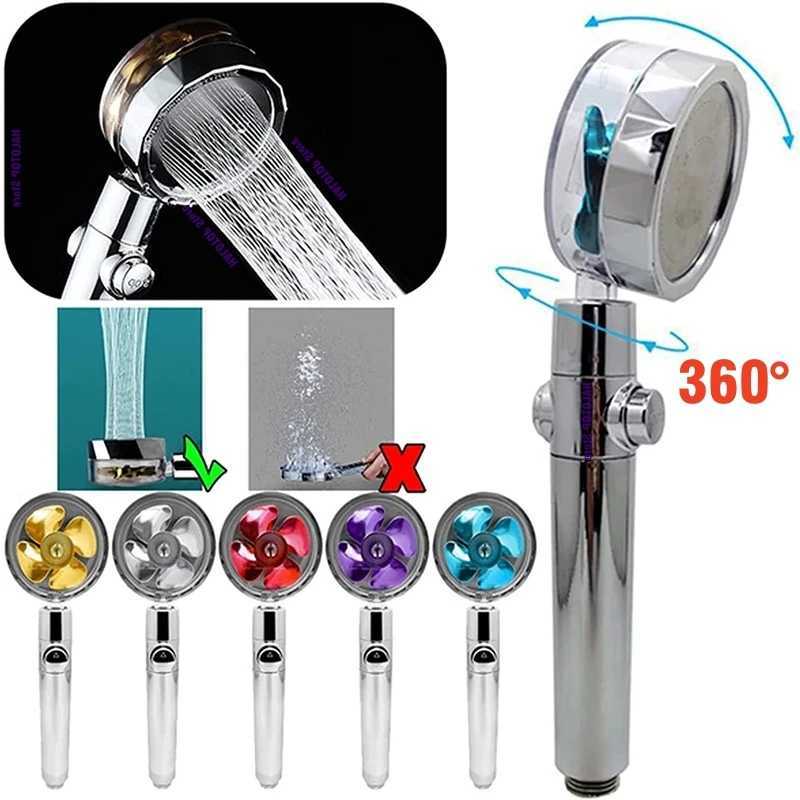 360 Degrees Turbo Rotating Fan Shower Head High Pressure Water Saving Spray Adjustable Showerhead Filters Bathroom Accessories C251220