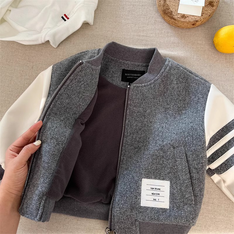 Designer Kids Clothing 2026 Kids Color Block Jacket Korean Style Loose Fit Spring Autumn Casual Coat