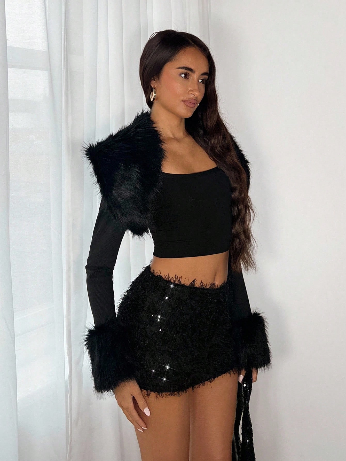 Women's Stylish Sequin Fringe Mini Skirt - American Retro A-line Bodycon Clubwear Skirt---121