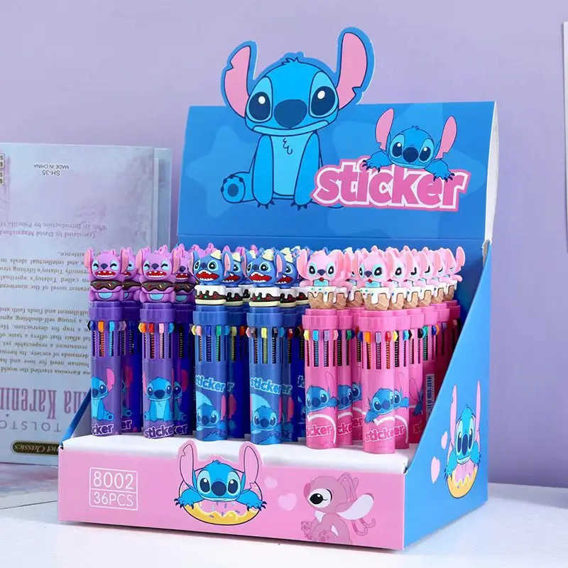 Disney 12/36pcs Cartoon Stitch Doll 10 Colors Ballpoint Pen Lilo Stitch Cute Gel Pen Student Supplies Tools Stationery Wholesale H2512201