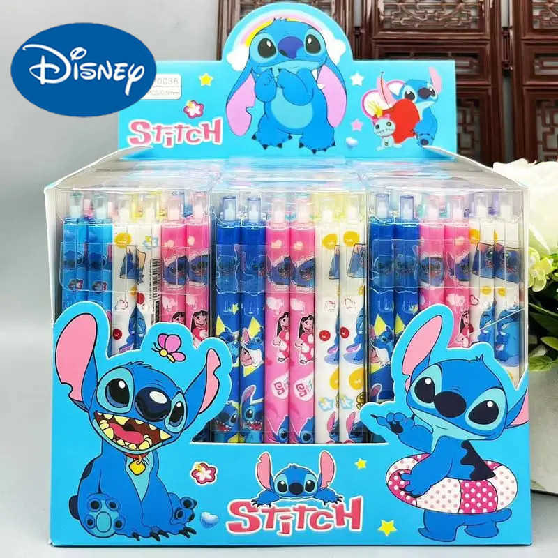 Disney Stitch Gel Pens12pcs Cartoon New Pressing Pen Black Water Ink 05mm Cute Signature Pen Stationery Student Gift H2512201