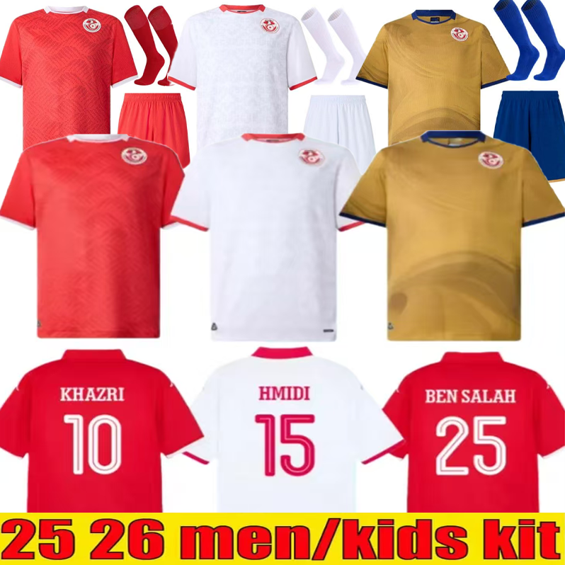 2026 Tunisia National Team Soccer Jerseys Africa STUNISIE LIMANE MSAKNI HANNIBAL MAALOUL SLITI MSAKNI 25 26 Home Away Third Football Shirt