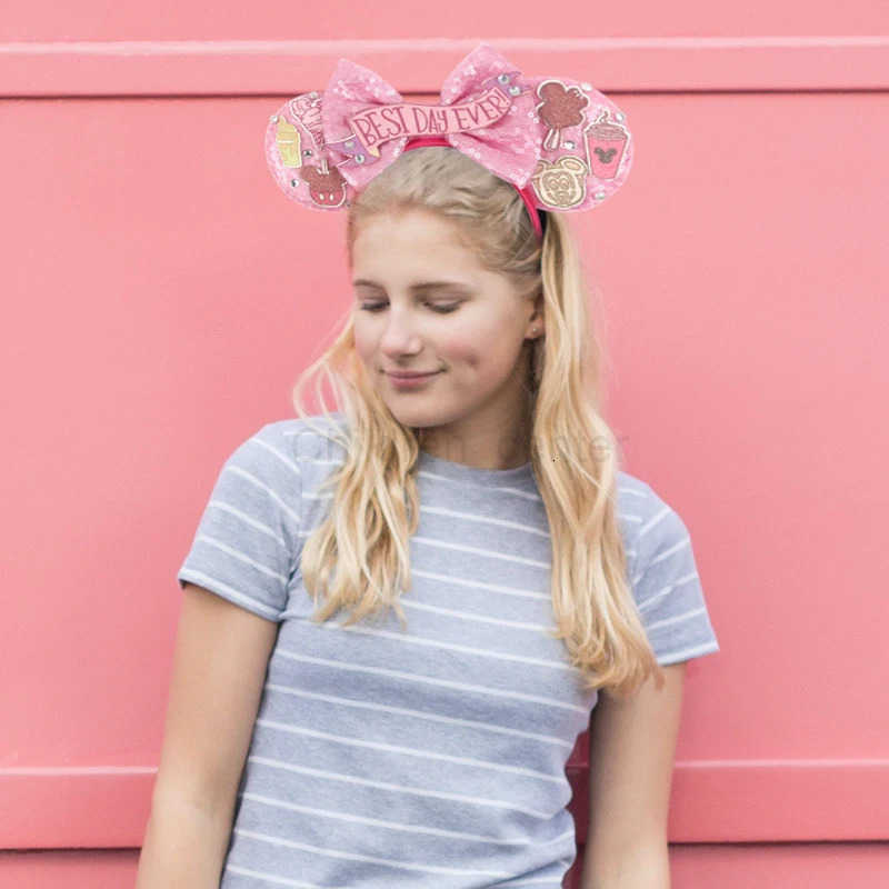 Disney 2023 Trip Mickey Ears Headband For Girls Women Sequin Castle 5Bow Hairband Festival Party Cosplay DIY Hair Accessories H251220