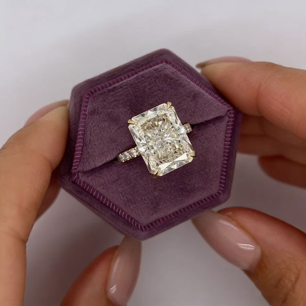 14K yellow Gold Radiant Cut Lab Grown Diamond Engagement Ring 1- 5ct CVD diamond ring Lab Diamond Engagement Ring Halo Ring IGI C