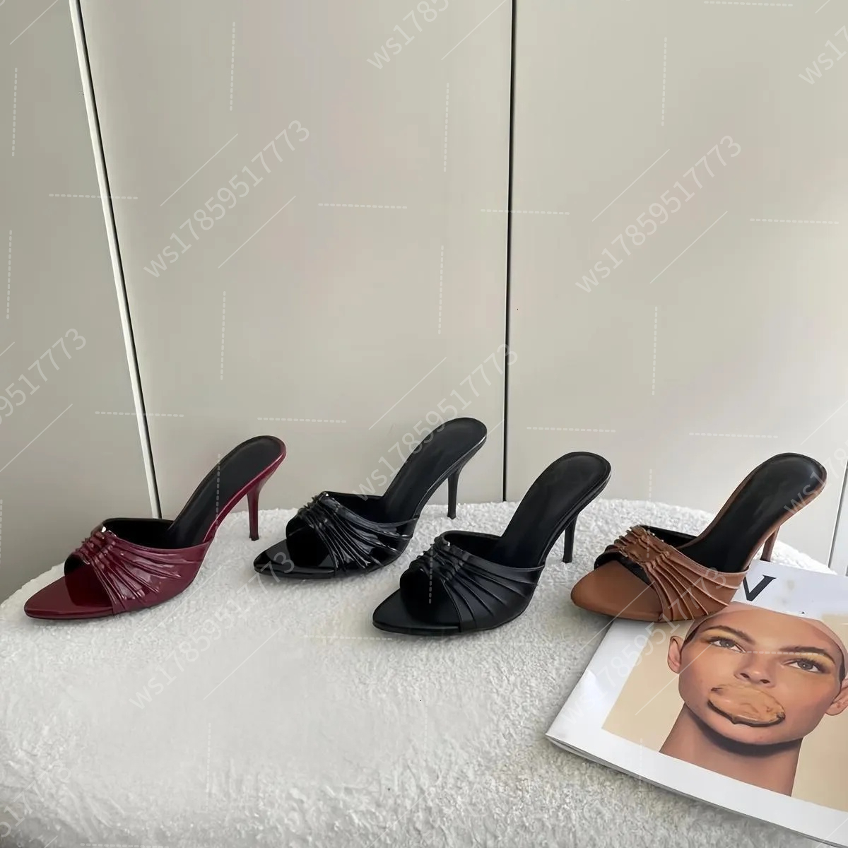 Designer High Heels Women Open Toe Stiletto Heel 8.5cm Classic Metal Letters Sandal Fashion Stylist Shoes women mules Size 35-41 with box