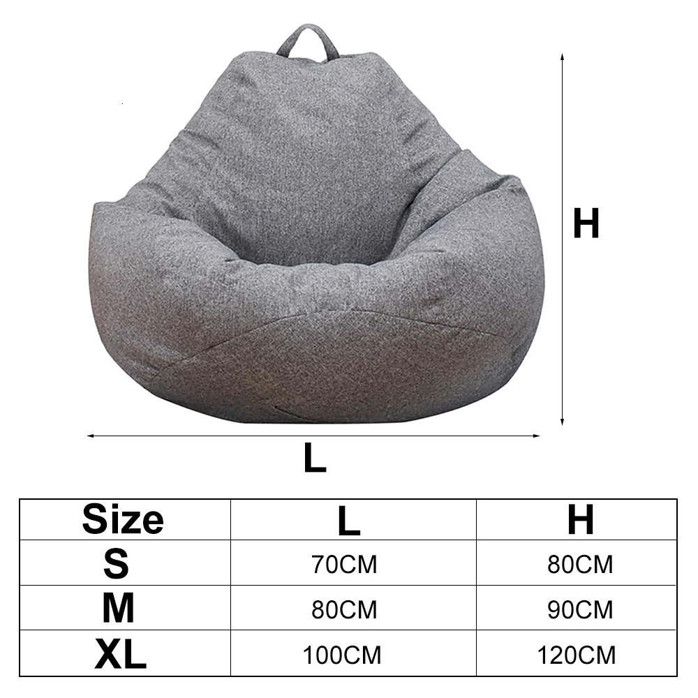 Lazy Sofa Cover Solid Chair Covers Without Filler Linen Cloth Lounger Seat Bean Bag Pouf Puff Couch Tatami Living Room Beanbags 251215
