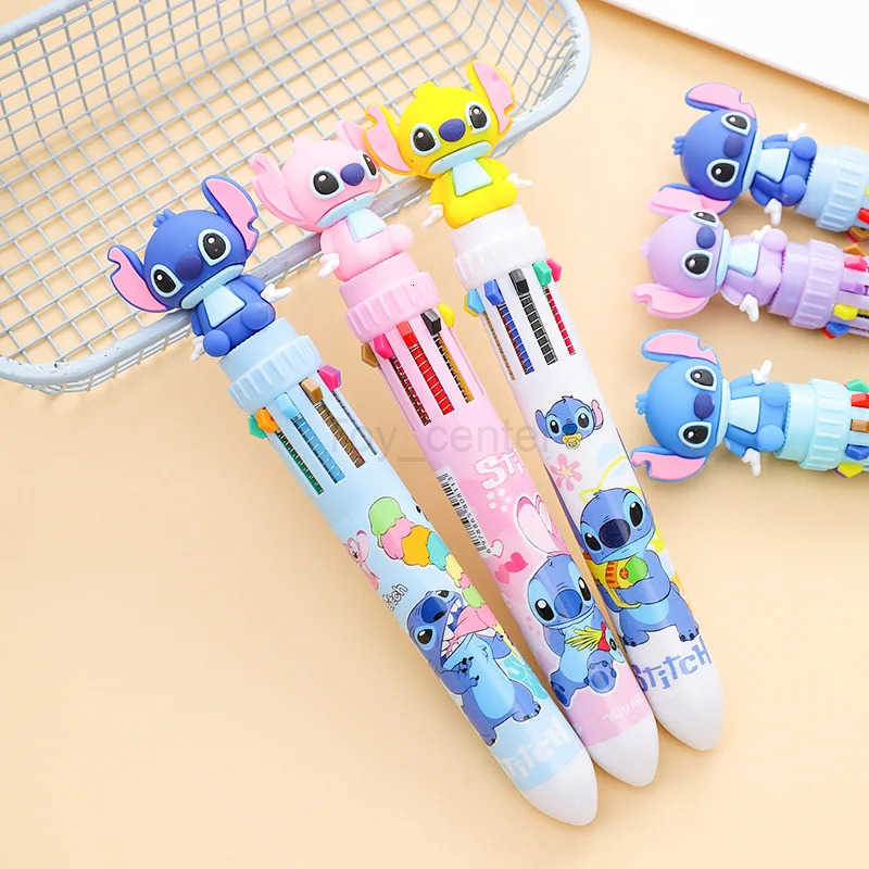 Disney Random 2pcs Cartoon Stitch Doll 10 Colors Ballpoint Pen Lilo Stitch Cute Gel Pen Student Supplies Stationery Wholesale H251220