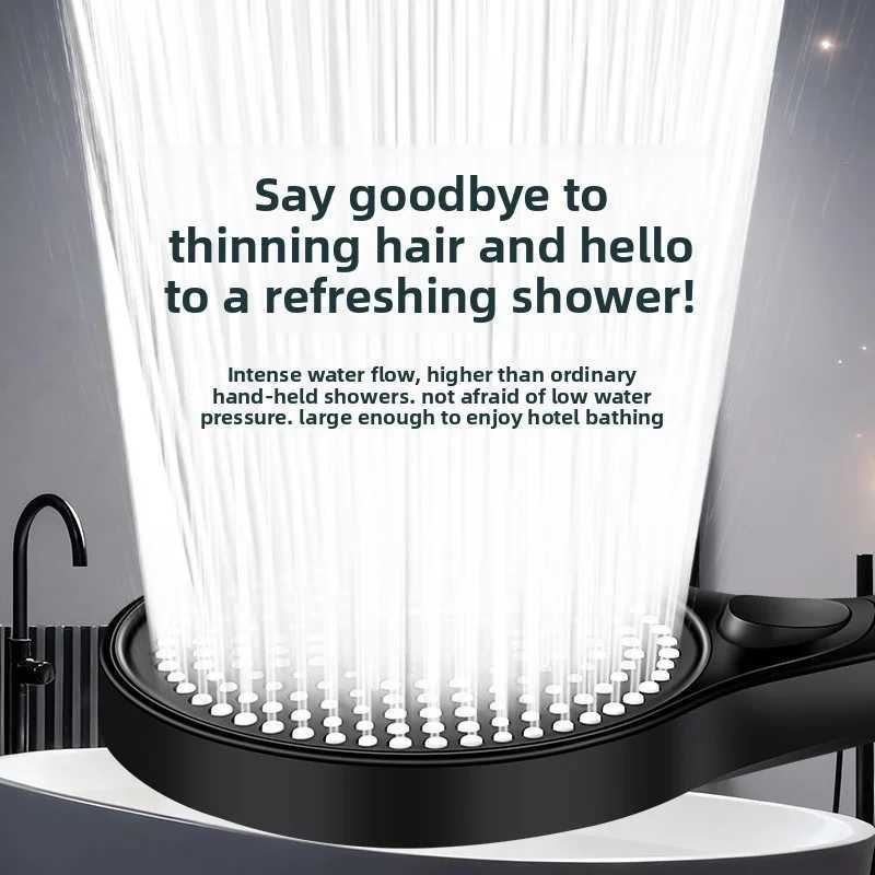 Three-mode vortex booster shower head - High-flow output anti-drop and explosion-proof self-cleaning silicone nozzle C251220