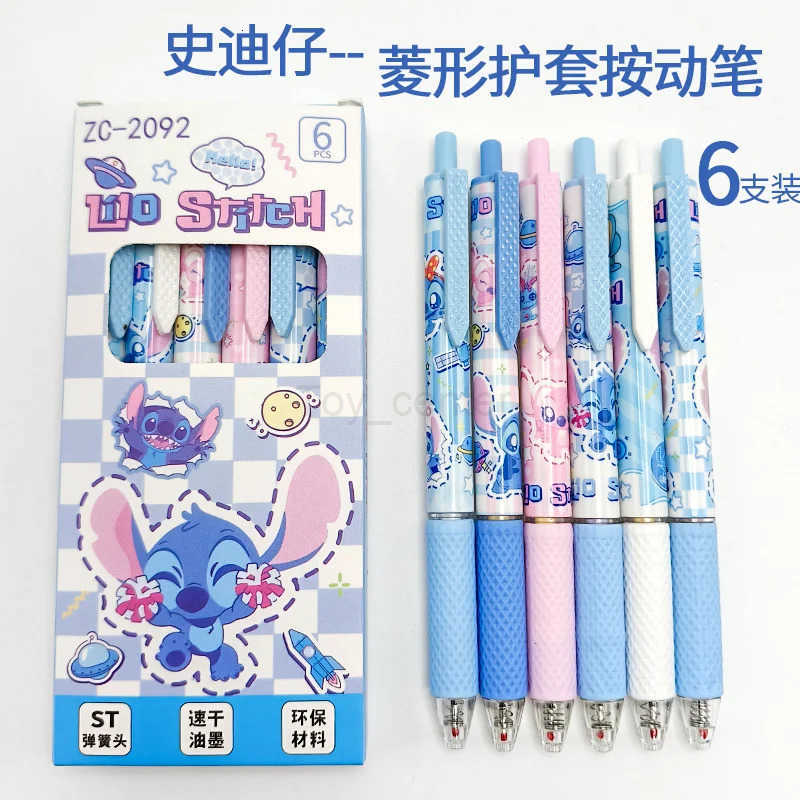 Disney 6 Pcs/Set Stitch Limited Edition high quality Gel Pen Cartoon Series Black 05mm Student/Office Daily Stationery H251220