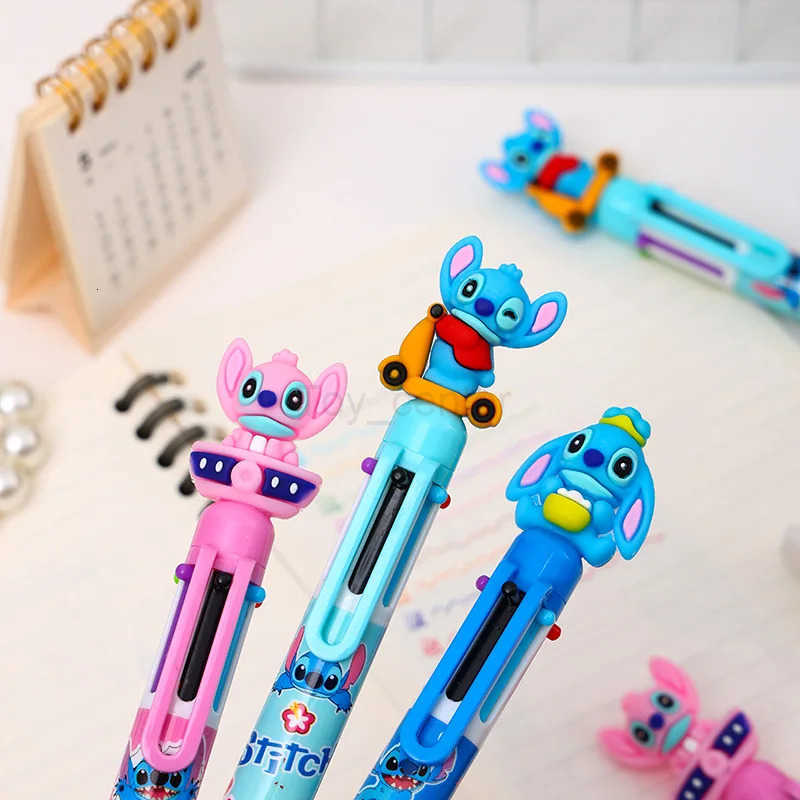 Disney Stitch 36pcs Ballpoint Pen Cartoon 6 Color Hand-Held Press Marker 07mm Student Graffiti School Children Stationery Gift H251220