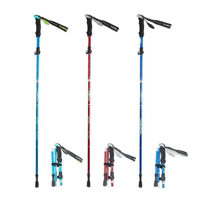 1Pc 5 Section Outdoor Telescopic Folding Trekking Pole Camping Portable Walking Hiking Stick For Elderly Easy Put Into Bag G251220