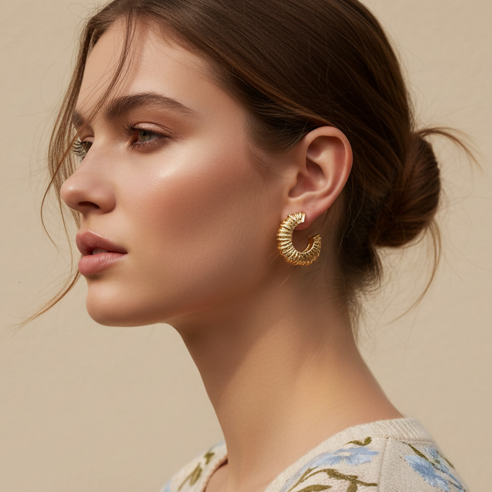 And Retro High-End Texture C-Shaped Earrings Fashion Ins Style Geometric C-Shaped Stud Earrings Cross-Border Women's Ear Jewelry