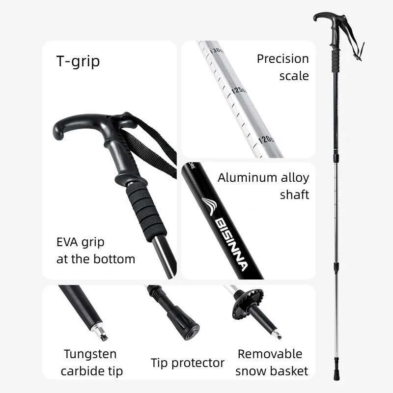 BISINNA 2PCS Walking Stick Adjustable 64-135cm Portable Aluminum Trekking Lightweight for Outdoor Backpacking Camping Hiking G251220