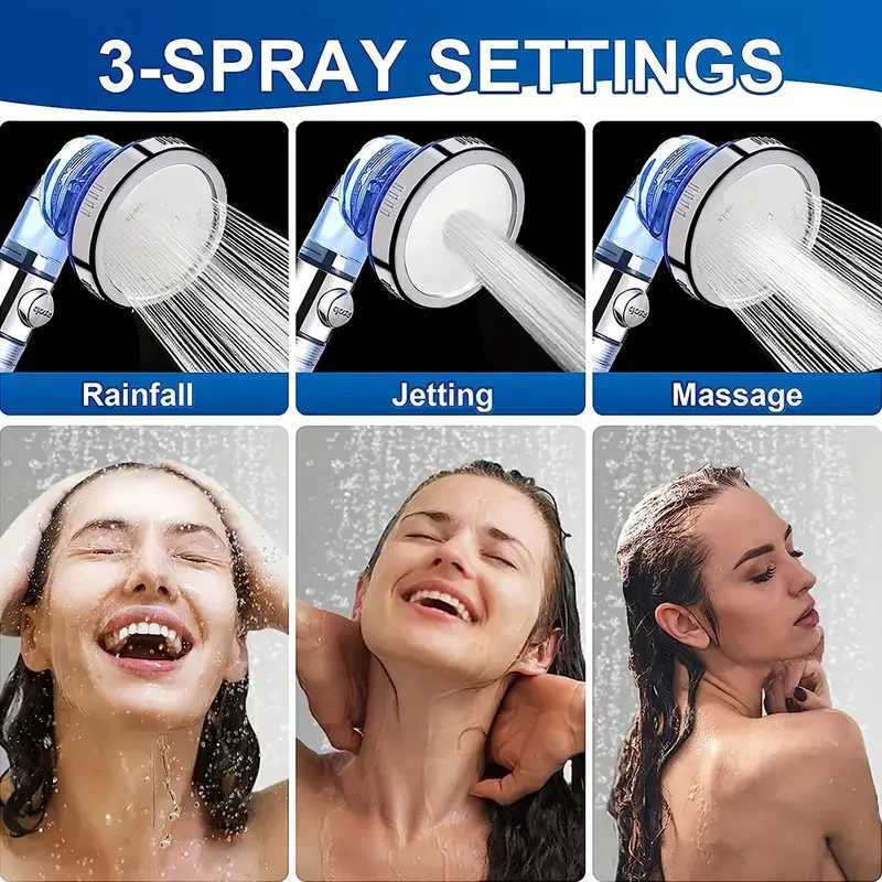 New 3-mode Negative Ion Booster Filter Shower Head One-button Water Stop Handheld Water-saving Bathroom Accessories Set C251220