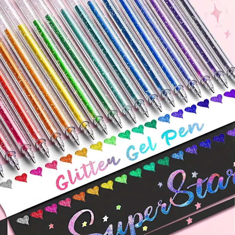 12-60pcs Glitter Gel Pens SetQuick-Drying Metallic InkFine Point for Drawing Book Doodling Art Marking with Storage Case 251213